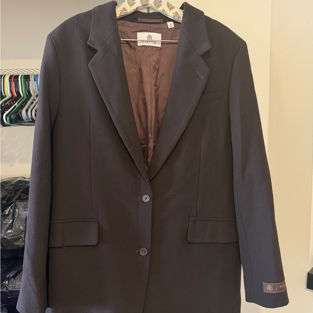 Aritzia Babaton Dark Brown Check Women's Oversized Blazer